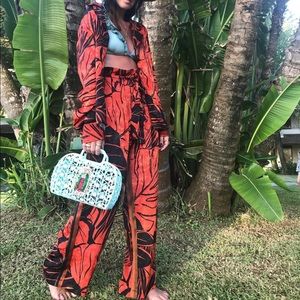 Zara print loose-fit pant and top set